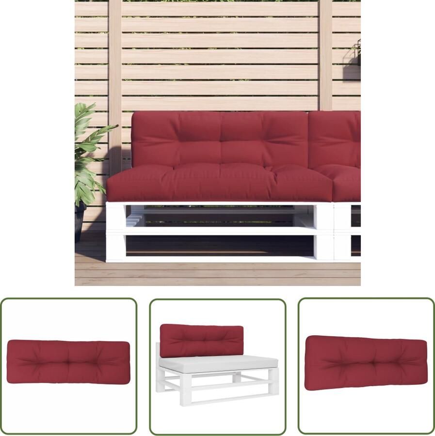 The Living Store Bankkussen 120 x 40 x 12 cm Waterafstotend Wijnrood Polyester Holle Vezel Palletkussen Buitenkussen Tuinstoel Lounge Set Balkondecoratie