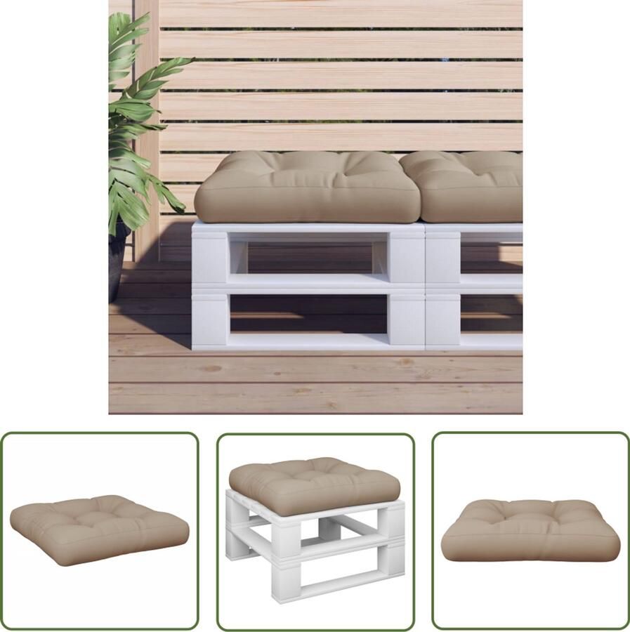 The Living Store Palletkussen 50x50x12 cm stof taupe Palletkussentjes Tuinkussens Lounge Set Outdoordecoratie Balkonaccessoires