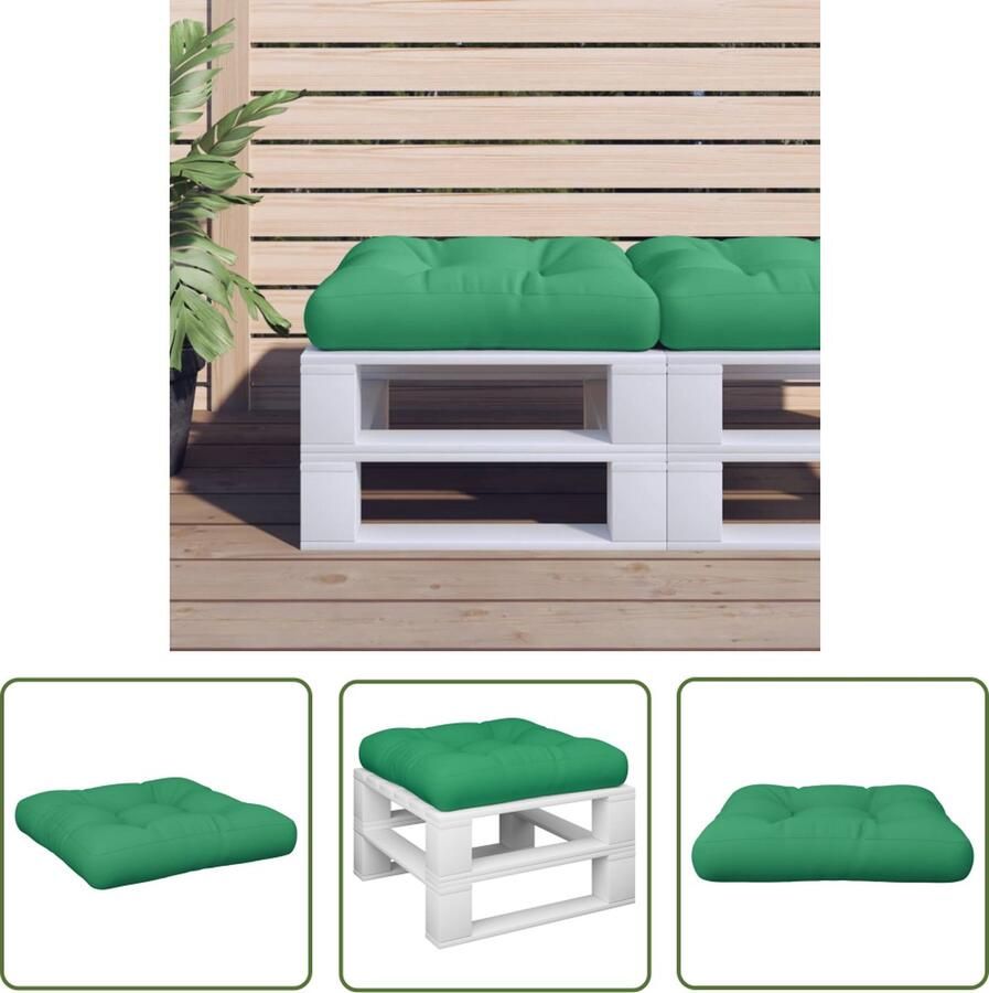 The Living Store Palletkussen Polyester 58 x 58 x 10 cm Groen Palletkussen Buitenkussen Zitkussen Tuinstoel Terrasstoel
