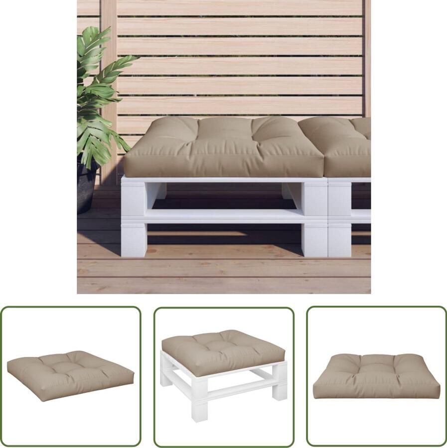 The Living Store Palletkussen 80x80x12 cm stof taupe Palletkussentjes Tuinkussens Outdoordecoratie Lounge Set Patio Furniture