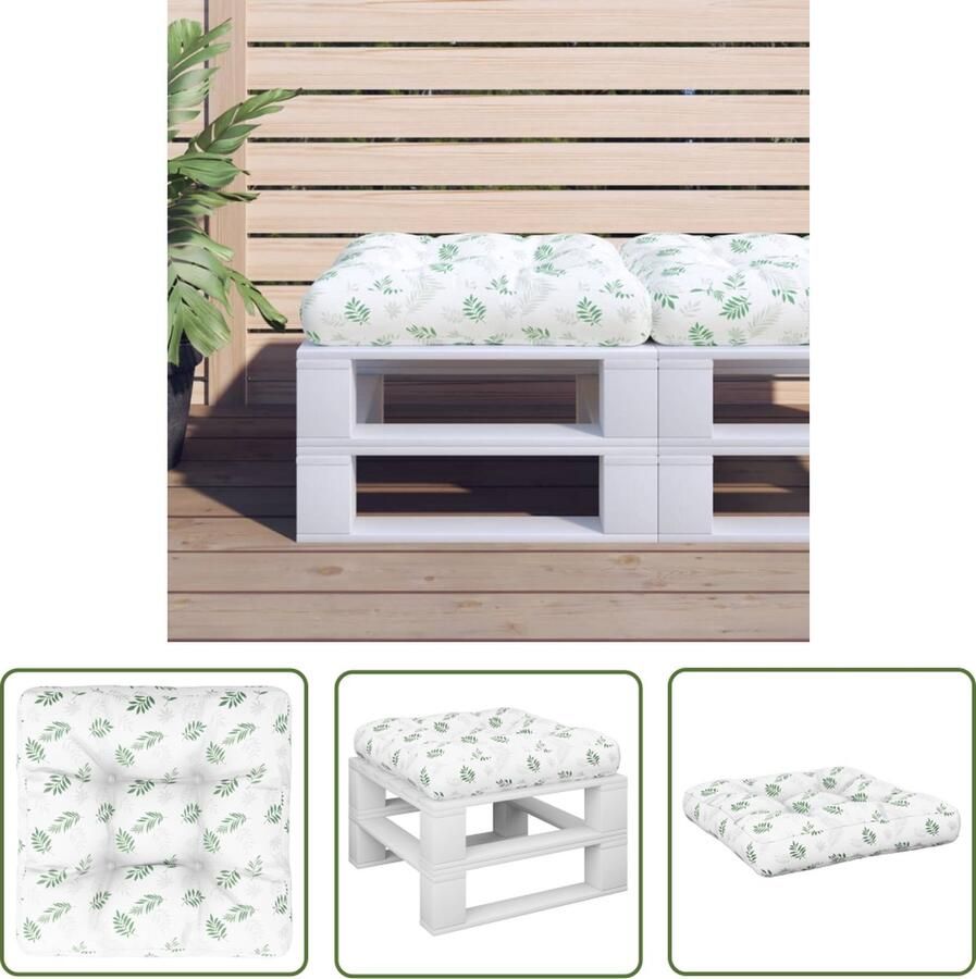 The Living Store Palletkussen polyester 60 x 60 x 12 cm met bladpatroon Palletkussen Buitenkussen Tuinkussen Lounge Kussen Zithoek