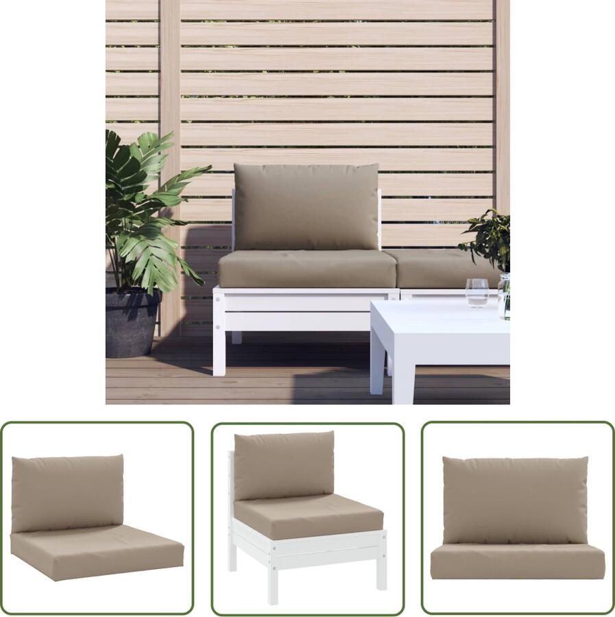The Living Store Palletkussens 2 st oxford stof taupe Palletkussens Tuinstoelen Outdoor Meubilair Lounge Set Balkondecoratie