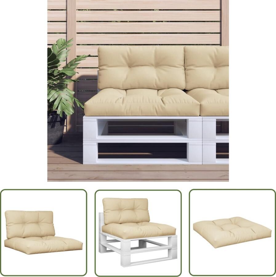 The Living Store Palletkussens 70 x 70 x 12 cm Waterafstotend en Beige Palletkussens Outdoor Meubilair Tuinkussens Balkondecoratie Lounge Set