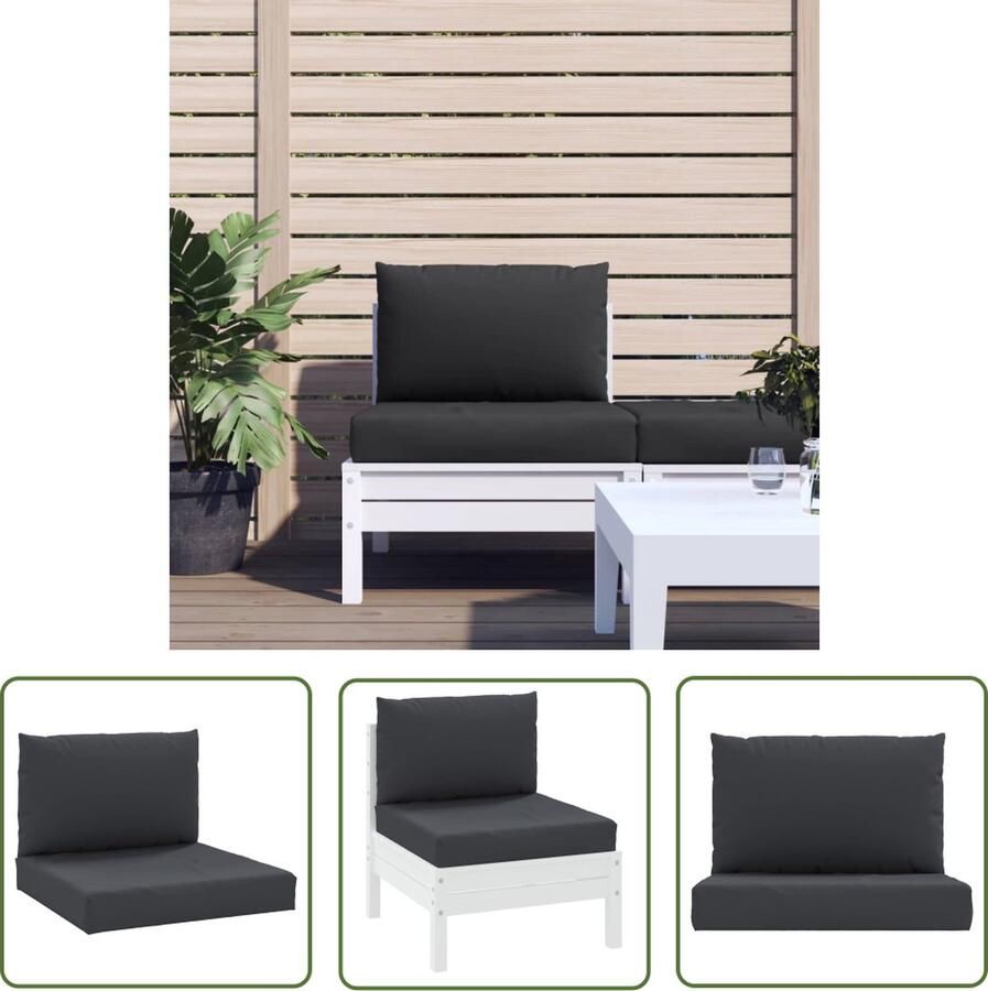 The Living Store Palletkussens 2 st stof zwart Palletkussens Outdoor Meubilair Tuinkussens Balkon Accessoires Lounge Set