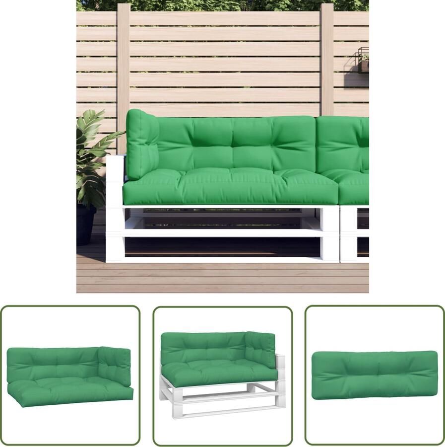 The Living Store Palletkussens Groen Polyester Holle vezel 120x80x12 cm Waterafstotend Palletkussens Tuinkussens Buitenkussens Lounge Set Balkon Meubilair
