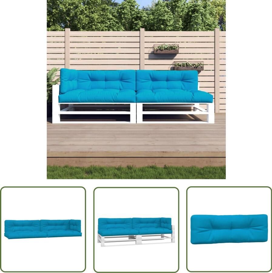 The Living Store Palletkussens 5 st stof blauw Palletkussens Outdoor Kussens Tuinkussens Balkon Kussens Lounge Set Kussens