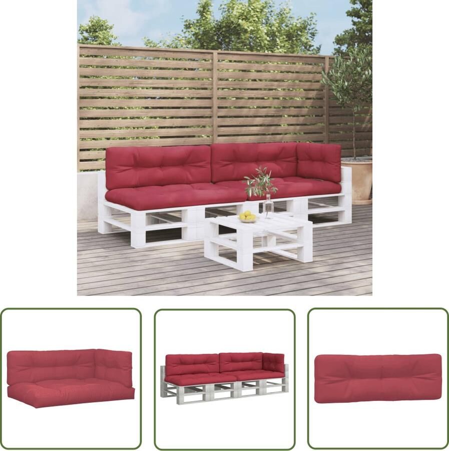 The Living Store Palletkussens 5 st stof wijnrood Palletkussens Tuinstoelen Loungebank Outdoor Meubilair Patio Accessoires