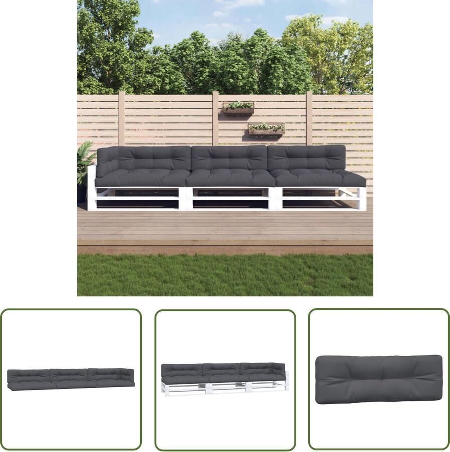 The Living Store Palletkussens Polyester Comfortabel Zitkussen 120x80x12 cm Antraciet Palletkussens Buitenkussens Tuinkussens Balkondecoratie Lounge Set