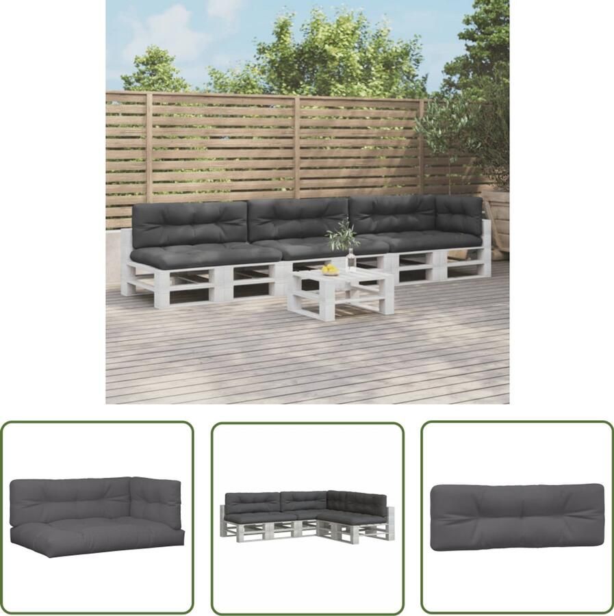The Living Store Palletkussens 7 st stof antracietkleurig Palletkussens Lounge Set Tuinkussens Outdoor Kussens Patio Kussens