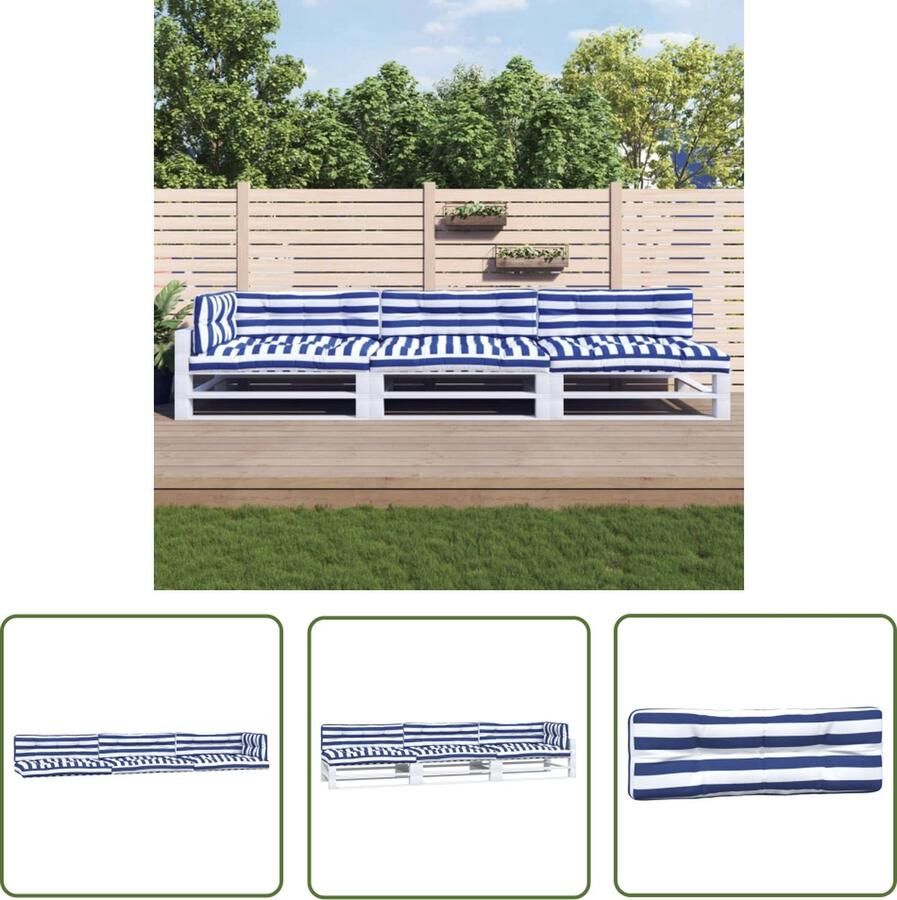 The Living Store Palletkussens 120 x 80 x 12 cm Polyester Comfortabel Waterafstotend 3 zitkussens + 3 rugkussens + 1 zijkussen Palletkussens Buitenkussens Tuinkussens Lounge Kussens Zithoek Kussens
