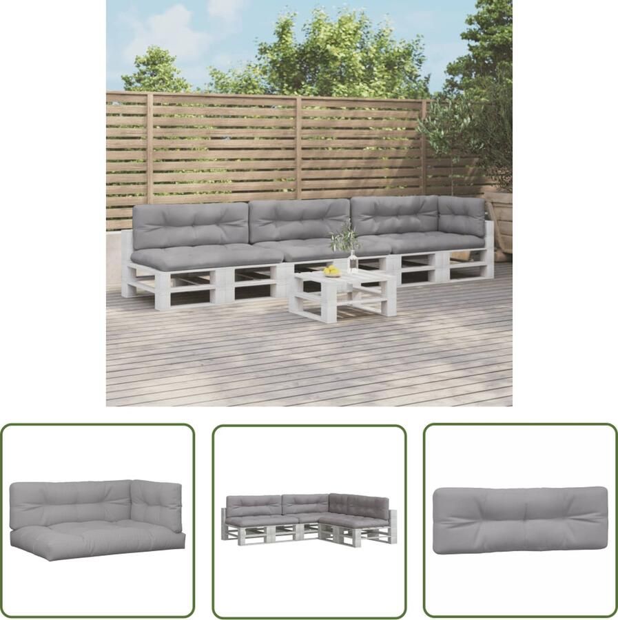 The Living Store Palletkussens 7 st stof grijs Palletkussens Buitenkussens Tuinkussens Balkon Kussens Lounge Set