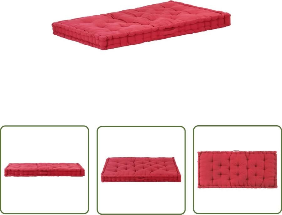 The Living Store Palletbankkussen Bordeauxrood 120 x 80 x 10 cm Katoenen bekleding Palletkussen Paletbankkussen Balkonstoel Lounge Set Buitendrankje