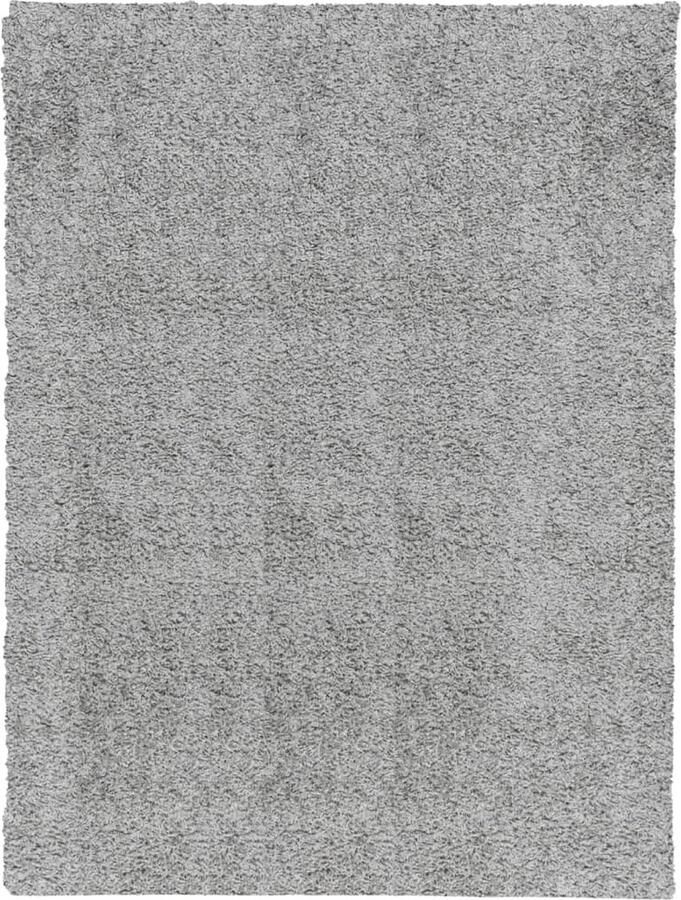 The Living Store PAMPLONA Vloerkleed 300 x 400 cm Grijs Woolly met lange pool