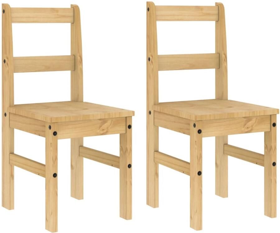 The Living Store Panama Eetkamerstoelen 40 x 46 x 90 cm Massief grenenhout met wasafwerking Eetkamerstoelen Grenenhouten Stoel Vintage Stoel Moderne Stoel Bruine Stoel - Foto 2