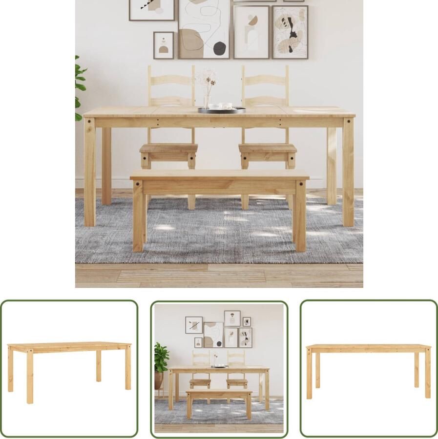 The Living Store Eettafel Panama 180x90x75 cm massief grenenhout Eetkamertafel Houten Eettafel Bruin Granenhout Eettafel Salontafel - Foto 2