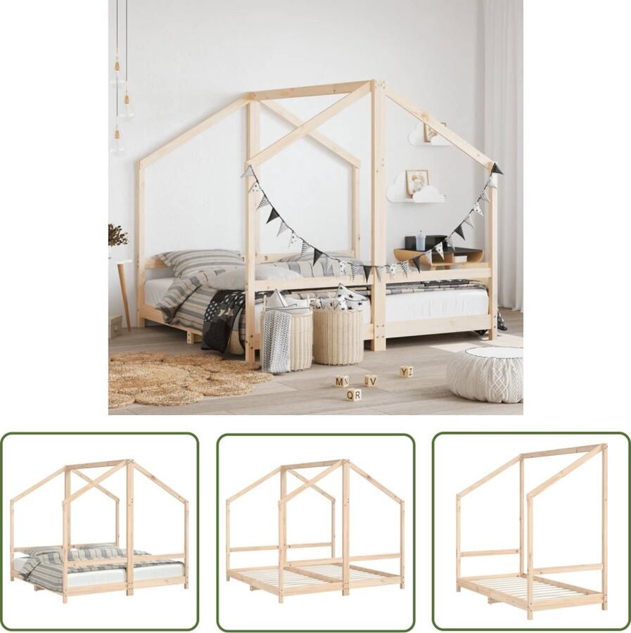VidaXL The Living Store Peuterbed Houten Bedframe 165.5 x 171 x 158 cm Massief grenenhout Multiplex lattenbodem Geschikt voor kinderen vanaf 4 jaar Montage vereist