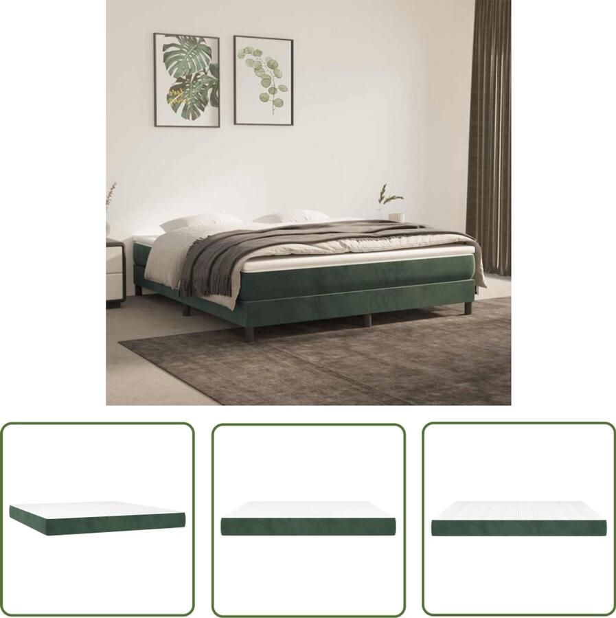 The Living Store Pocketveringmatras 160x210x20 cm fluweel donkergroen Pocketveringmatras Matras Fluweel Matras Nachtmatras Boxspring