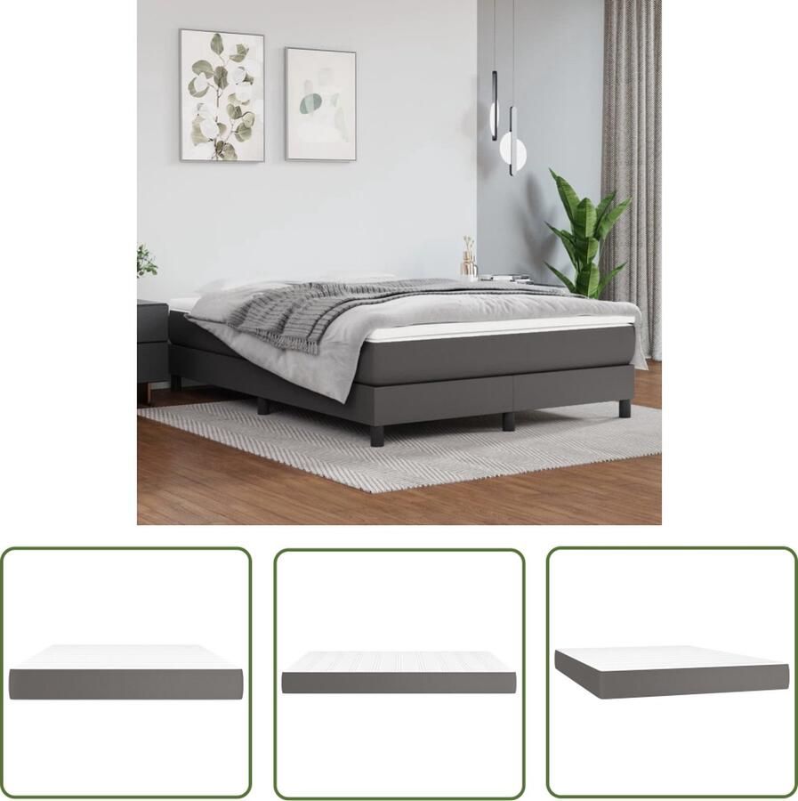 The Living Store Pocketveringmatras Kunstleer 140 x 190 x 20 cm Wit grijs Pocketveringmatras Matras Kunstleder Slaapcomfort Goede Nachtrust