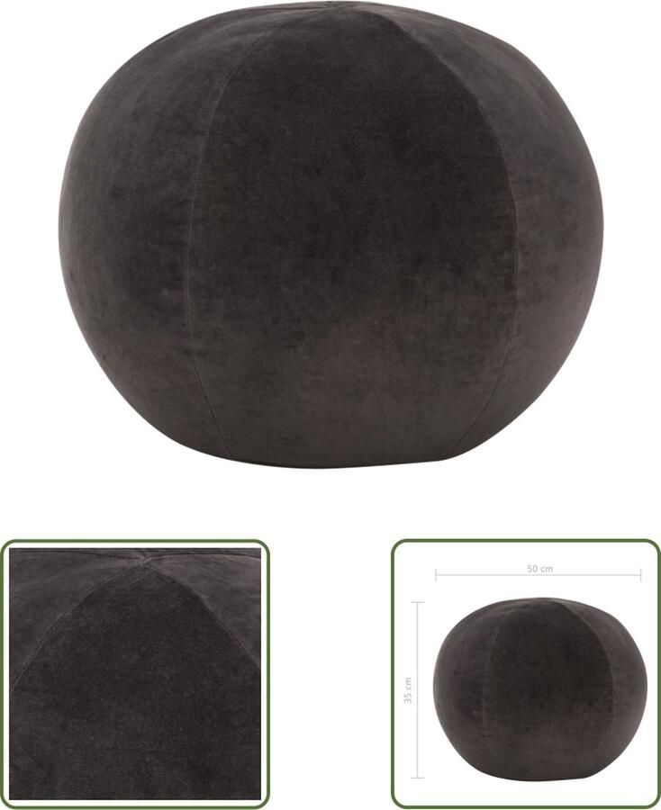 The Living Store Poef Fluweel Antraciet 50 x 35 cm (Ã¸ x H) Poef Loungepoef Vloerkussentjes Zithoek Stoffering - Foto 2