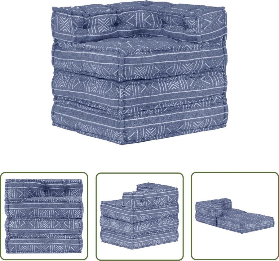 The Living Store modulaire hoekbank 70 x 70 x 69 cm indigo 100% katoenen bekleding Hoekbank Modulaire Bank Lounge Bank Salontafel Indigo