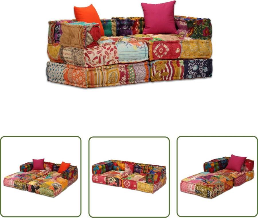The Living Store Slaapbank Modulair 140 x 70 x 58 cm Meerkleurig Slaapbank Modulaire Bank Multifunctionele Bank Lounge Sofa Patch Work Bank