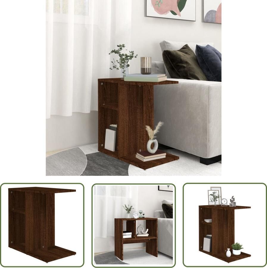 The Living Store Praktische Trendy Bijzettafel 50 x 30 x 50 cm Bruineiken Bijzettafel Salontafel Houten Bijzet Tafeltje Sidetable Koffietafel - Foto 2