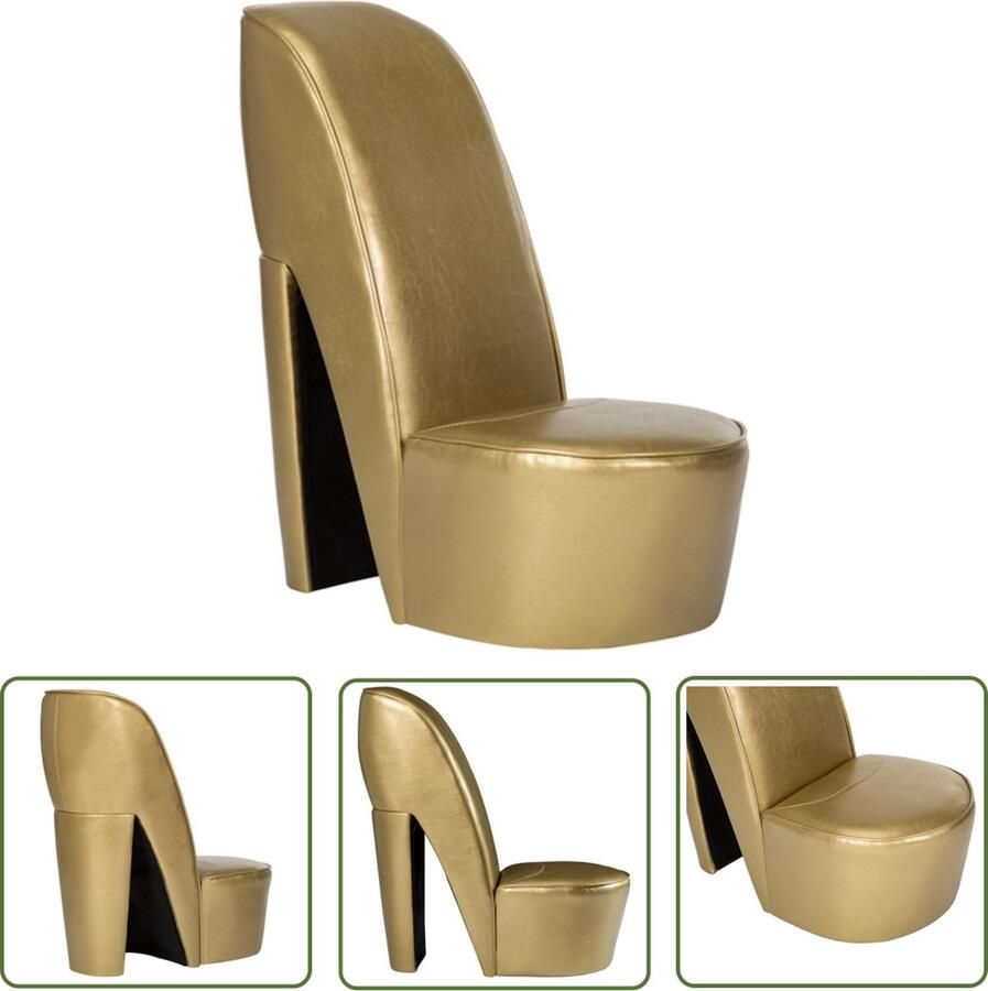 VidaXL Lounge Chair Hakstoel kunstleer goudkleurig Pump Stool Designtool Bijzondere Stoel - Foto 3