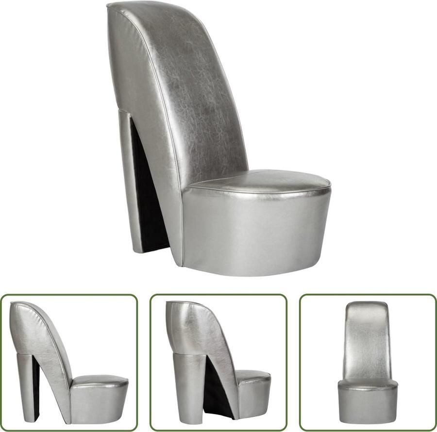 The Living Store Pump loungestoel zilver 43 x 82.5 x 85.5 cm uniek ontwerp Hakstoel Lounge Fauteuil Pumpstoel Unieke Stoel Zilver Meubilair - Foto 2