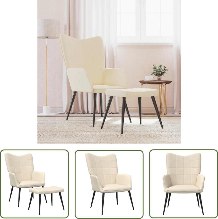 The Living Store Relaxfauteuil naam Stoel 61 x 70 x 96.5 cm Kleur- crème Relaxfauteuil Fauteuils Lounge Chair Loungestoel Crema Kleur - Foto 2