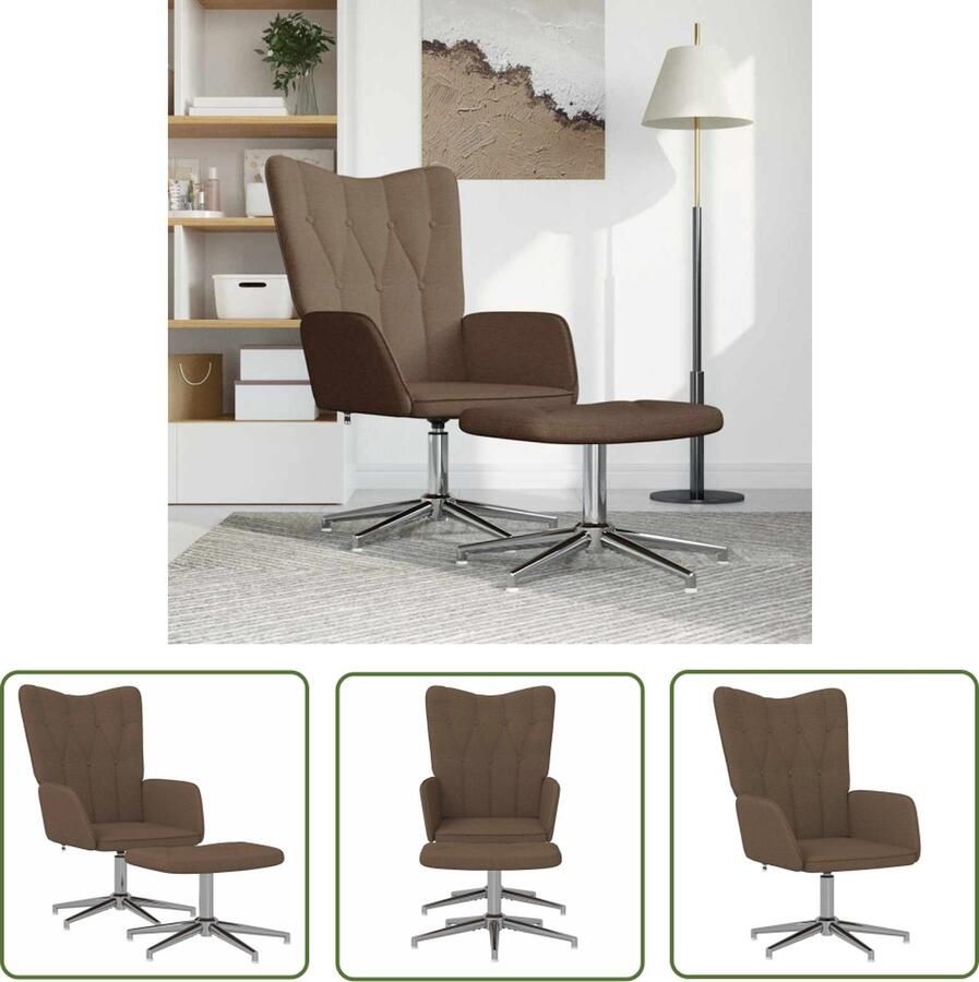 The Living Store Relaxfauteuil Relaxstoel met Voetenbank 62x68x98cm Bruin Relaxfauteuil Fauteuils Bruine Meubels Lounge Stoel Leeshoek - Foto 2