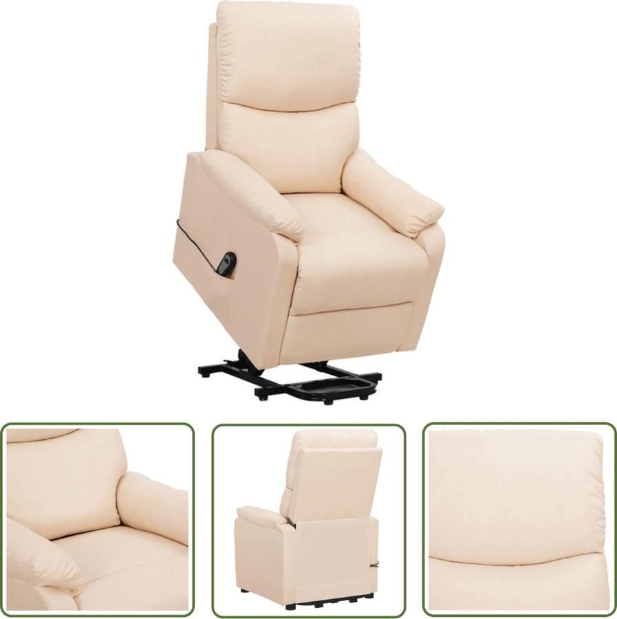 The Living Store Sta-op-stoel Relaxfauteuil Elektronisch Verstelbaar Crème 67 x 88.5 x 106.5 cm Geschikt voor ouderen en mensen met rugklachten - Foto 2