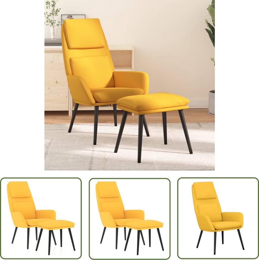 The Living Store Relaxstoel Comfort Stoel 70 x 77 x 98 cm Mosterdgeel - Foto 2
