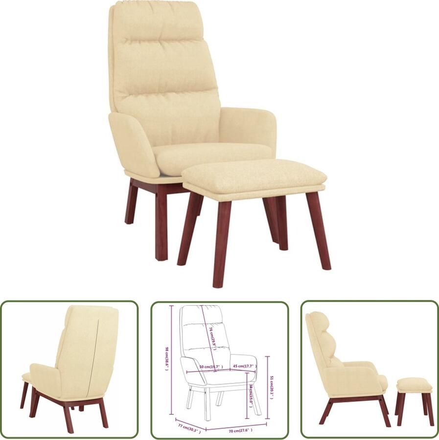 The Living Store Relaxstoel Comfort Stoelen 70x77x98 cm Crème