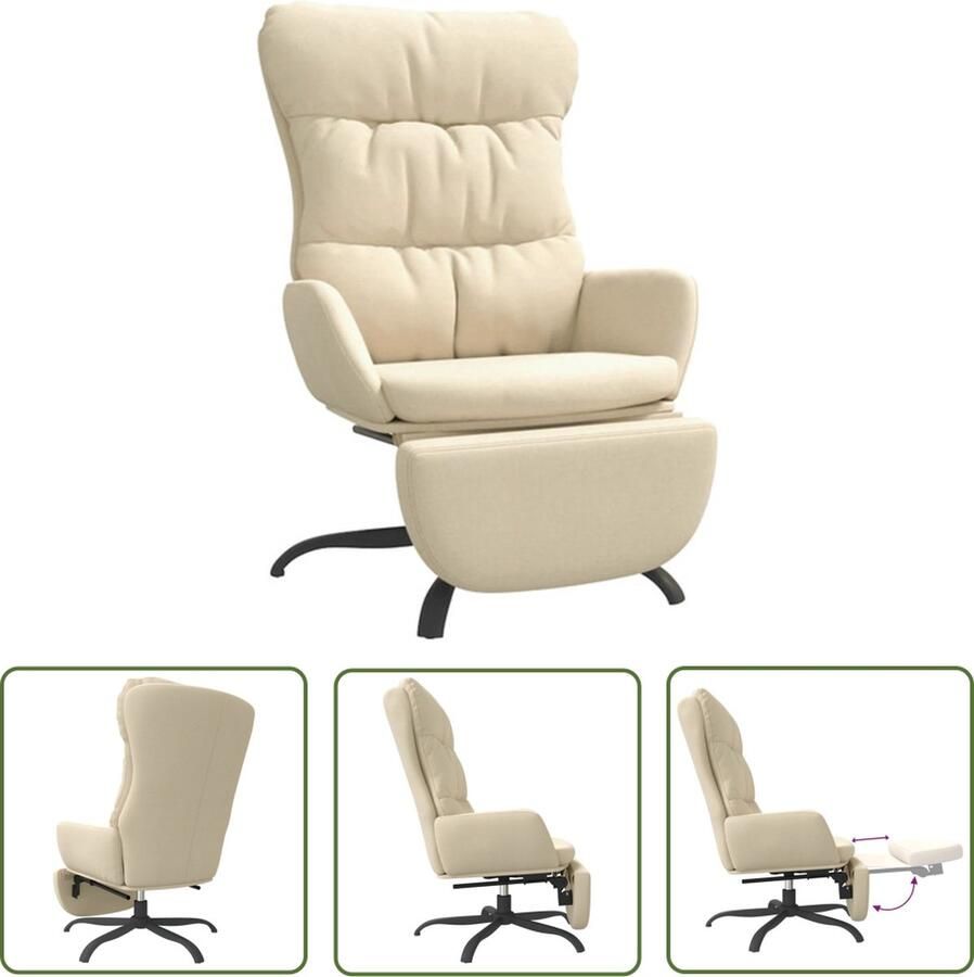 The Living Store Relaxstoel Comfort Woonkamerstoel 70 x 77 x 98 cm Crème Relaxfauteuil Lounge Fauteuil Woonkamerstoel Crème Kleur Lederlook - Foto 2