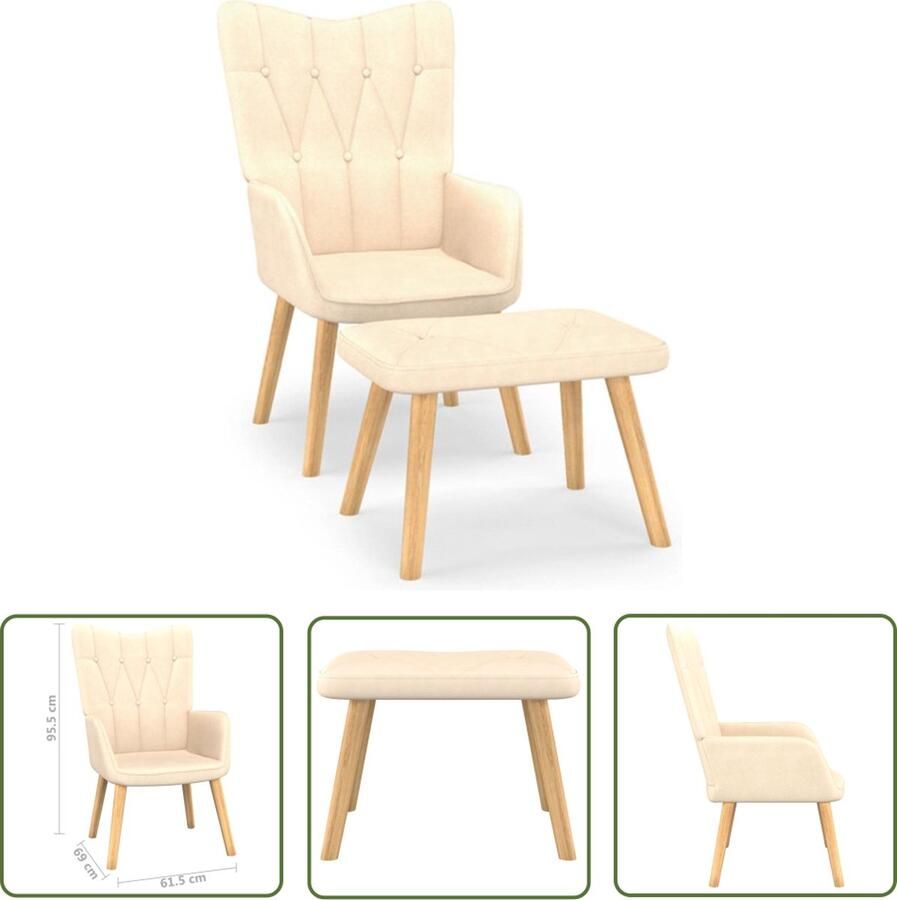 The Living Store Relaxstoel Crème 61.5x69x95.5 cm Chique Comfort Stabiel - Foto 2
