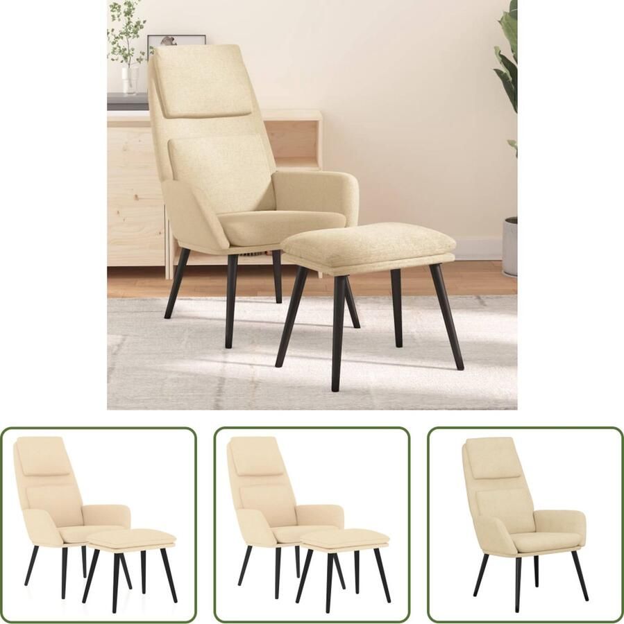 VidaXL The Living Store Relaxstoel Crème 70 x 77 x 98 cm Comfortabele relaxstoel met voetenbank