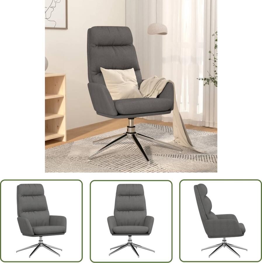 The Living Store Relaxstoel Dik gevoerd Stof Lichtgrijs 70 x 77 x 98 cm Relaxstoel Fauteuils Draaistool Lounge Chair Loungestoel - Foto 2