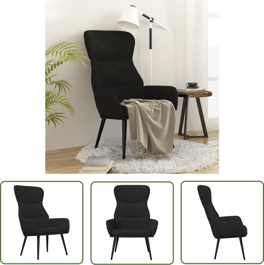 The Living Store Relaxstoel Dik gevoerd Zwart 70x77x94 cm Relaxstoel Fauteuils Zwarte Relaxstoel Comfortabele Stoel Lounge Stoel