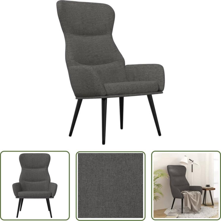 The Living Store Relaxstoel Donkergrijs 70 x 77 x 94 cm Dik gevoerd Relaxstoel Fauteuill Lounge Stoel Donkere Grijze Stoel Comfortabele Stoel - Foto 2