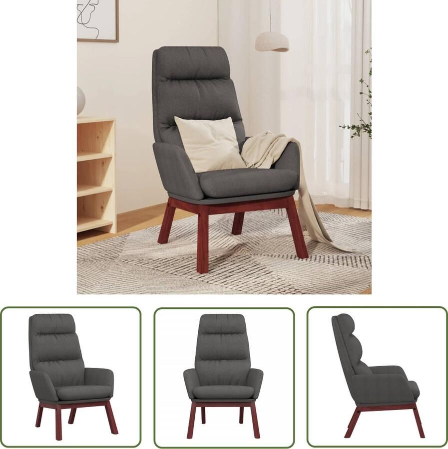 The Living Store Relaxstoel donkergrijs 70 x 77 x 98 cm schuimvulling Relaxstoel Fauteuils Lounge Chair Grijs Meubilair Stoffen Bank
