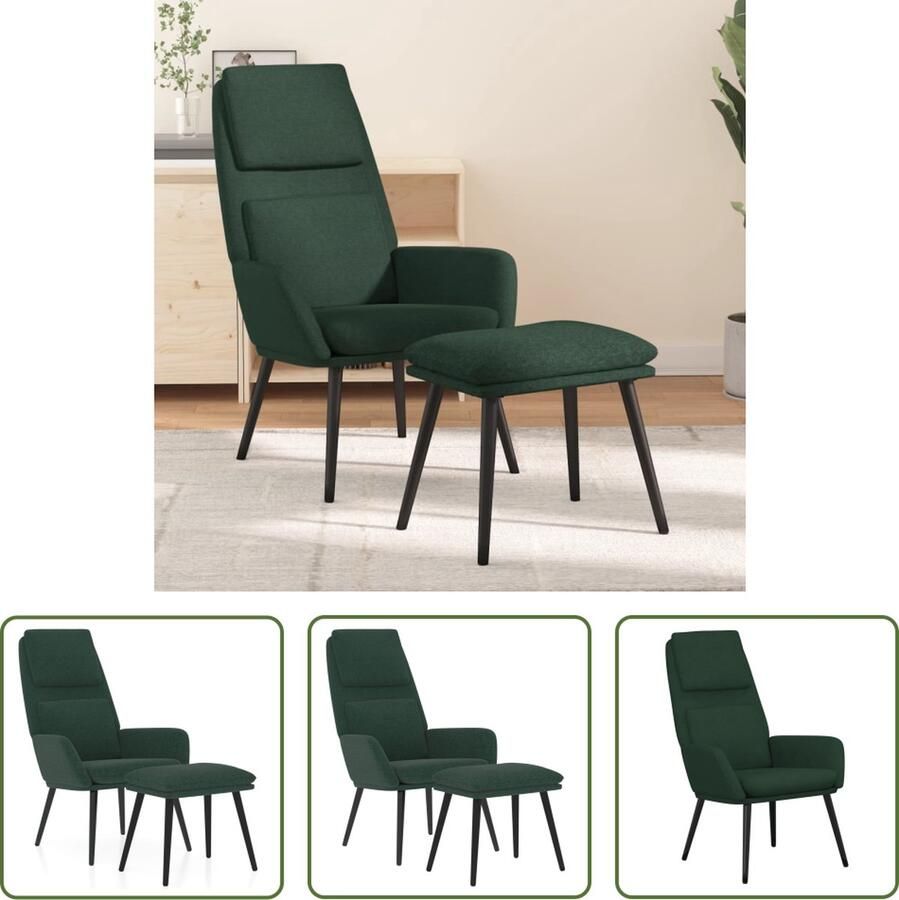 The Living Store Relaxstoel Duurzaam Donkergroen 70x77x98 cm Armleuningen Voetenbank