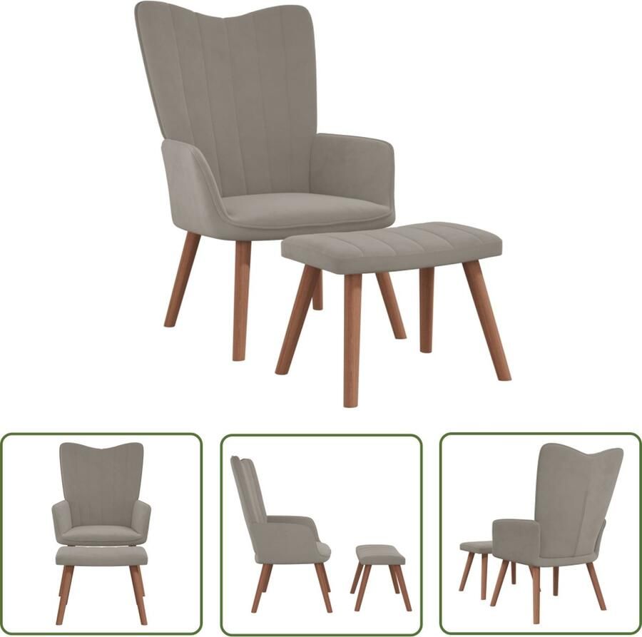 The Living Store Relaxstoel Elegance Stoelen 61.5 x 69 x 95.5 cm Lichtgrijs Relaxfauteuil Lounge Stoel Velvet Fauteuil Grijze Fauteuil Comfortabele Stoel - Foto 2