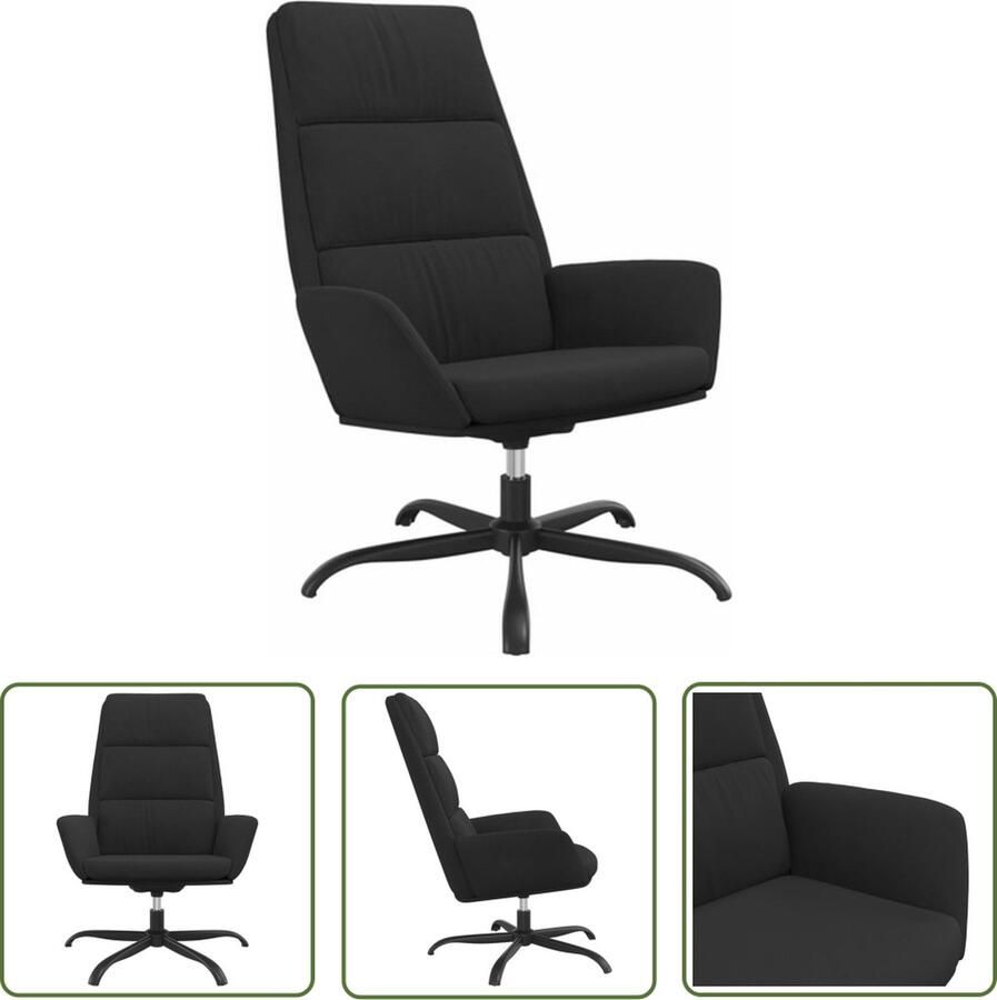 The Living Store Relaxstoel fluweel 70x77x98 cm zwart - Foto 2
