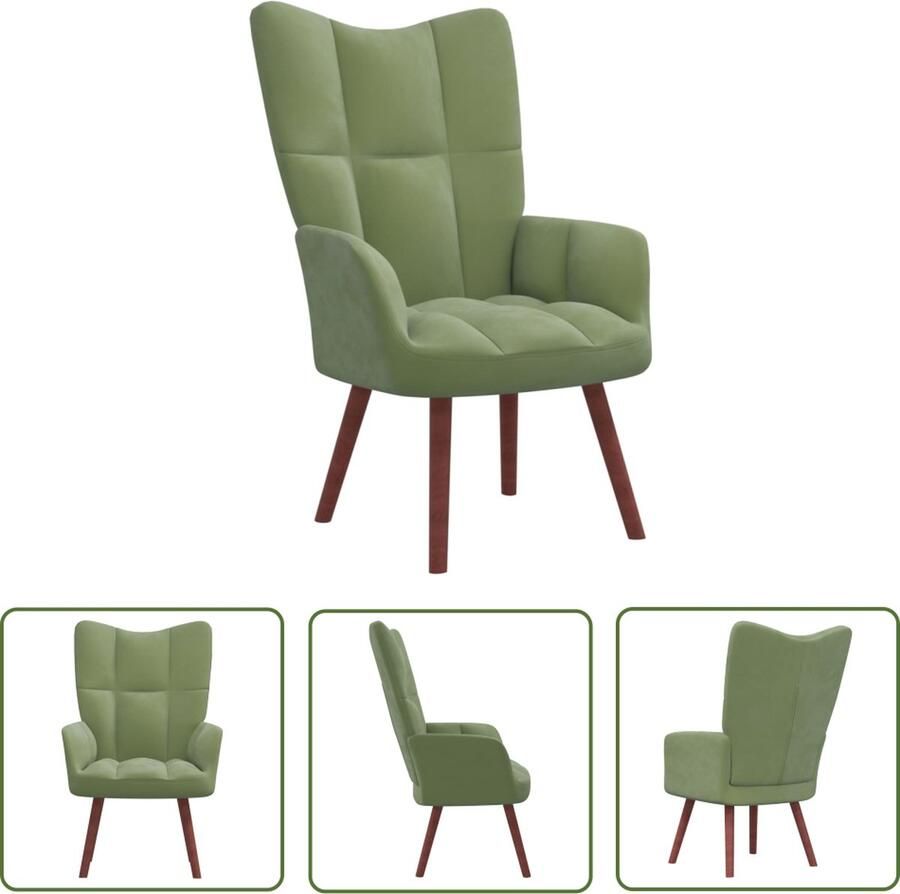 The Living Store Relaxstoel Fluweel Lichtgroen 61.5 x 69 x 95.5 cm Stalen frame en houten poten Relaxfauteuil Fluweel Fauteuil Groene Fauteuil Lounge Stoel Woonkamer Meubels - Foto 3