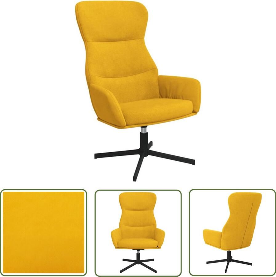 The Living Store Relaxstoel fluweel mosterdgeel Relaxfauteuil Fluweelfauteuil Mustardgele Fauteuil Fauteuillenvilla XL Lounge Chair