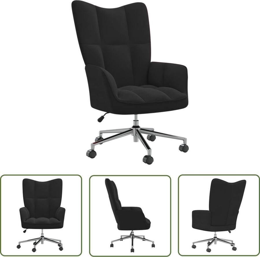 The Living Store Relaxstoel Woonkamerstoel Zwart 61.5 x 69 x (94.5 102) cm Verstelbaar Relaxstoel Fauteuils Lounge Chair Ergonomische Stoel Velvet Stoel - Foto 3