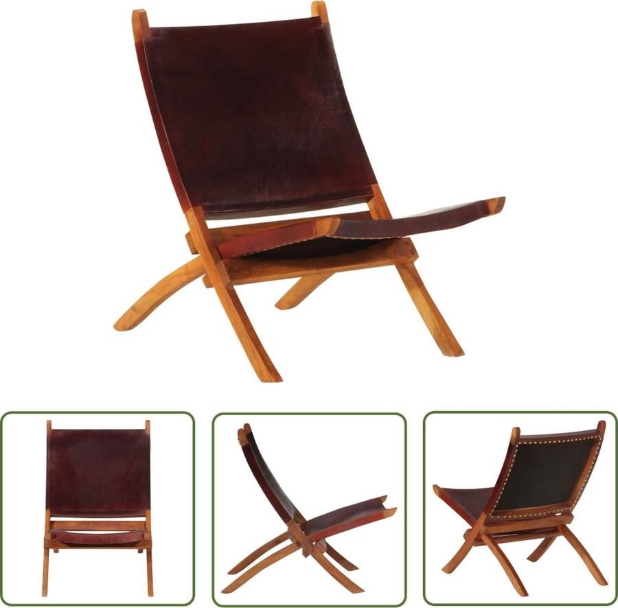 VidaXL Relaxfauteuil Lederen Fauteuil Geitenleren Stoel Lounge Stoel Klapstoel - Foto 2