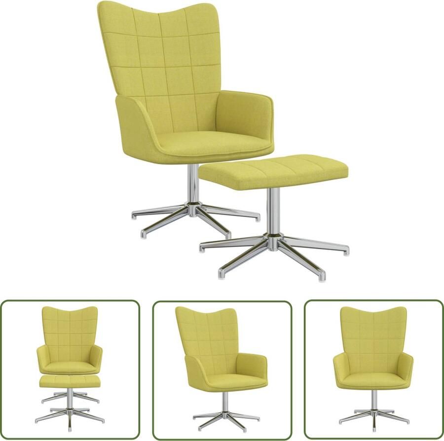 The Living Store Relaxstoel Groen 62 x 68 x 98 cm 360 graden draaibaar