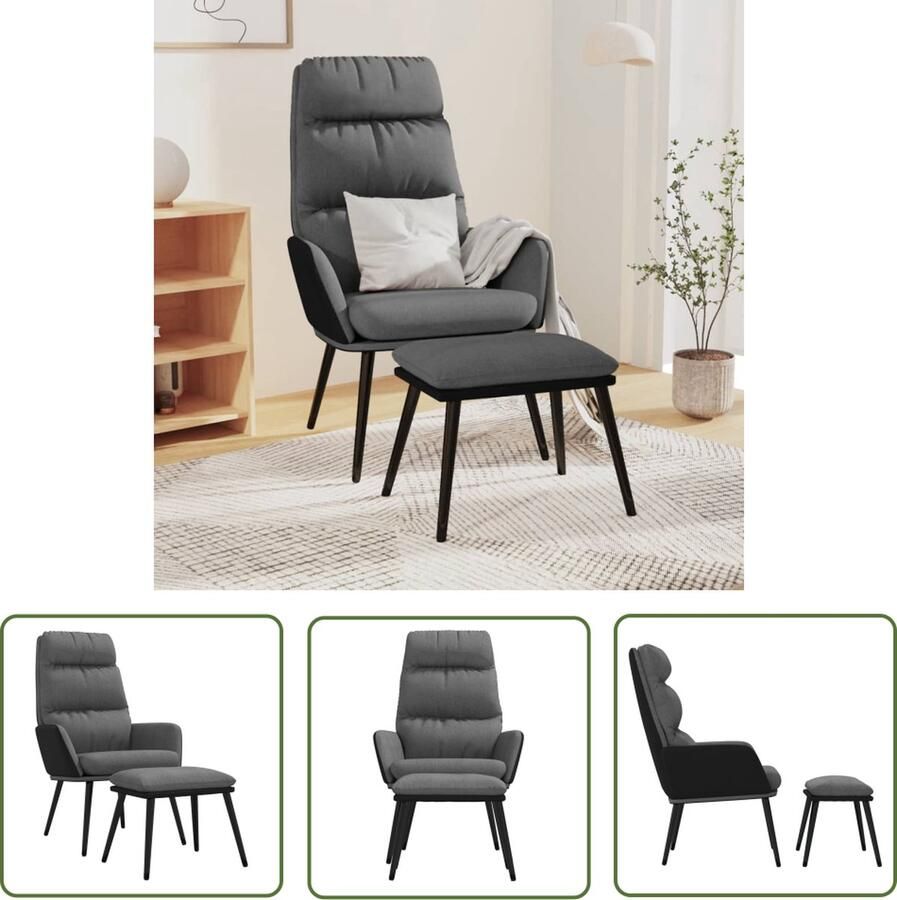 The Living Store Relaxstoel Lichtgrijs 70 x 77 x 98 cm Met voetenbank