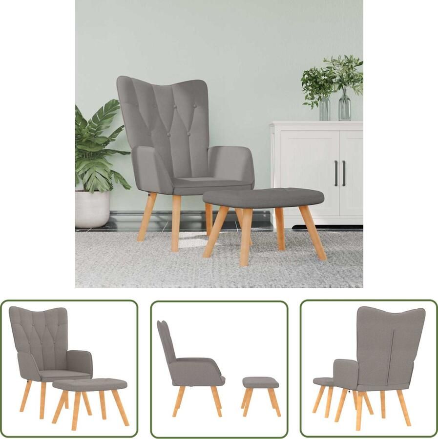 The Living Store Relaxstoel A Stoelen 61.5x69x95.5 cm Taupe Relaxfauteuil Lounge Stoel Fauteuils Tuinstoel Buitenstoel